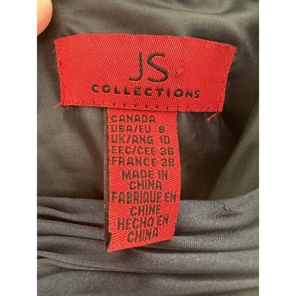 JS Collections WMN Evening Gown 8 Navy Empire Waist Pleated Whimsygoth Y2K Rare - Picture 7 of 9